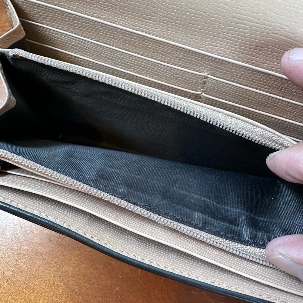 Auth Gucci Flora Leather Beige X Multicolor Long Wallet W/Box